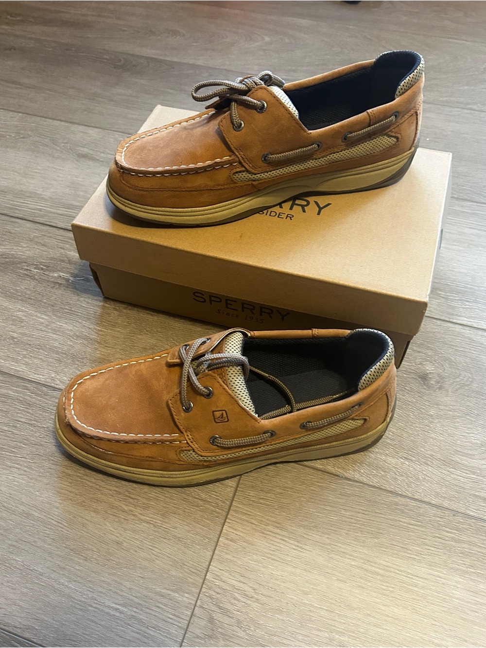 Sperry Brown Leather Moc Toe Boat Shoes